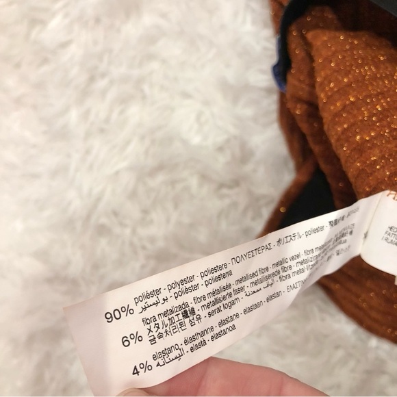 Zara Trafaluc Ribbed Cropped Wide leg Pull On Pants Leggings Rust Orange Small - Picture 6 of 6